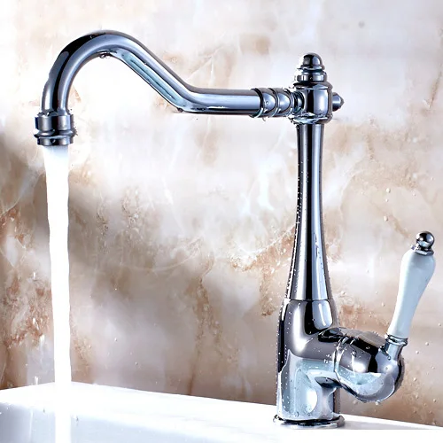 Buy Modern Curve Spout Chrome Bathroom Sink Faucet