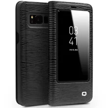 QIALINO Genuine cowhide Flip Bag sleep wake function for Samsung font b S8 b font Plus