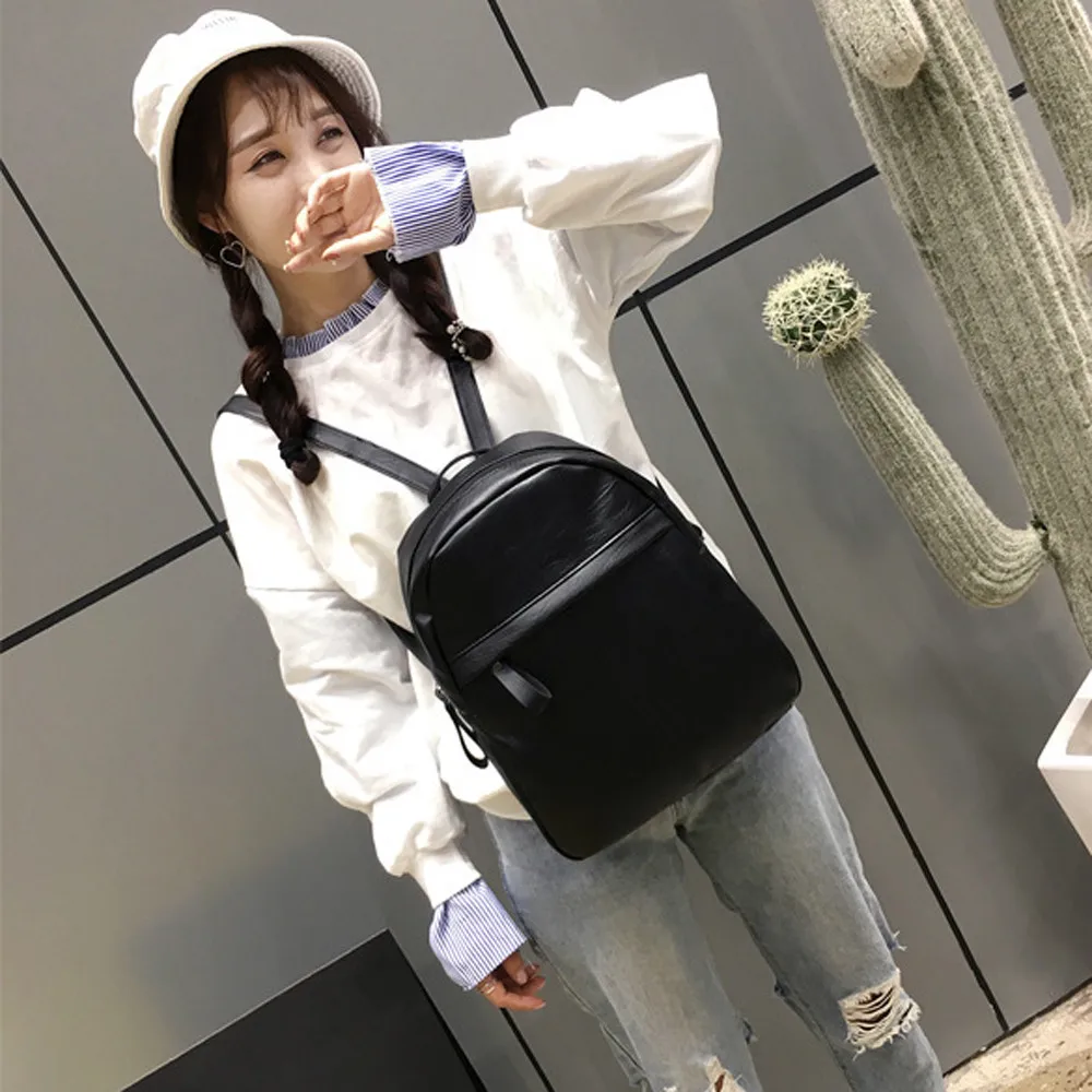 Las mujeres Mochila de cuero de la PU de moda estudiante escuela Negro Bolsa de hombro viaje Mochilas para chicas adolescentes mujeres mochila Mochilas Las mujeres Mochila de cuero de la PU de moda estudiante escuela Negro Bolsa de hombro viaje Mochilas para chicas adolescentes mujeres mochila Mochilas