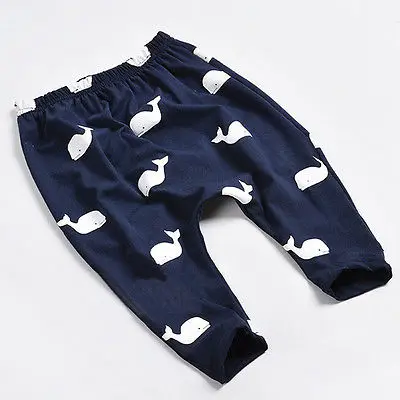 Модные детские хлопковые штаны унисекс с рисунком Кита для малышей ростом 100 см, брюки, леггинсы с эластичной резинкой на талии
