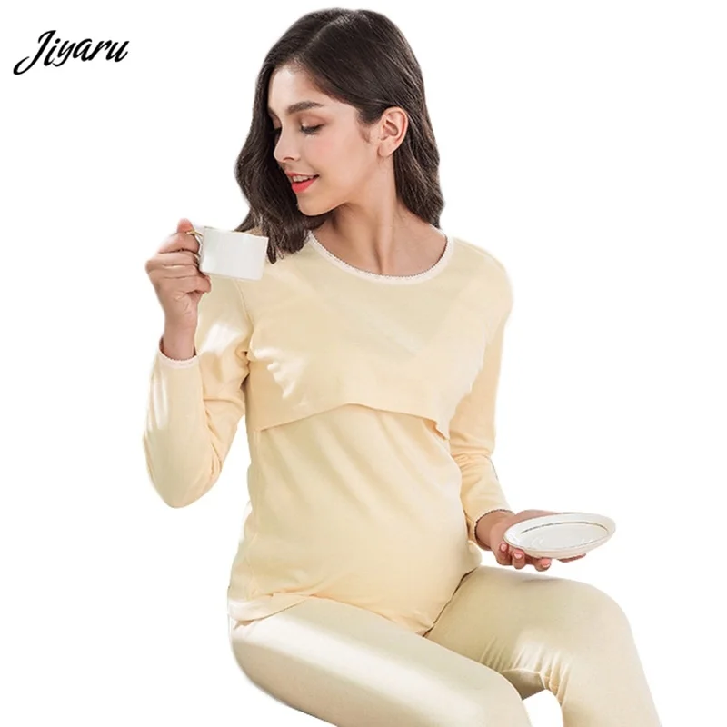 

Hot Selling Maternity Long Sleeve Pregnancy Sleepwear Pregnant Winter Thick Loungewear Maternity Nursing Pajamas Set