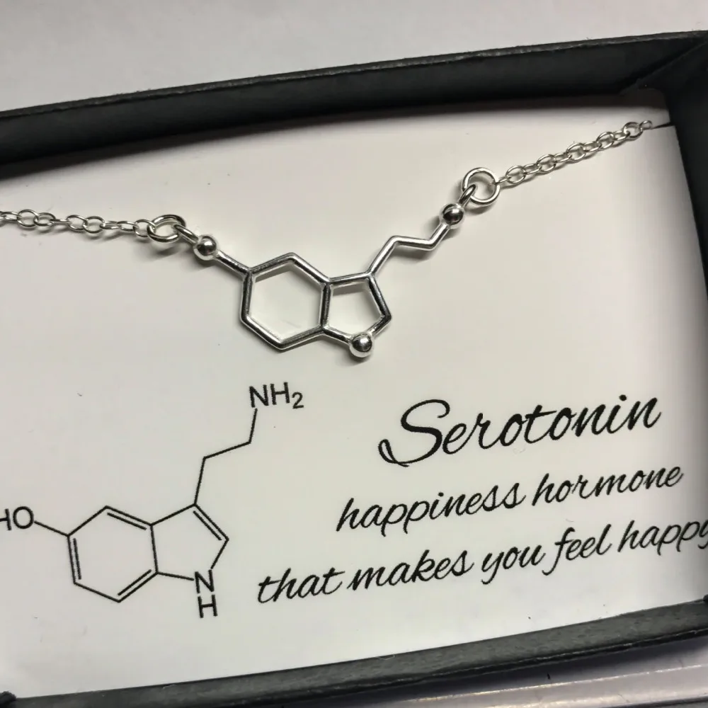 Ромашки химическое ожерелье молекула серотонина Крошечный Кулон Ожерелье s для женщин подарок девушке