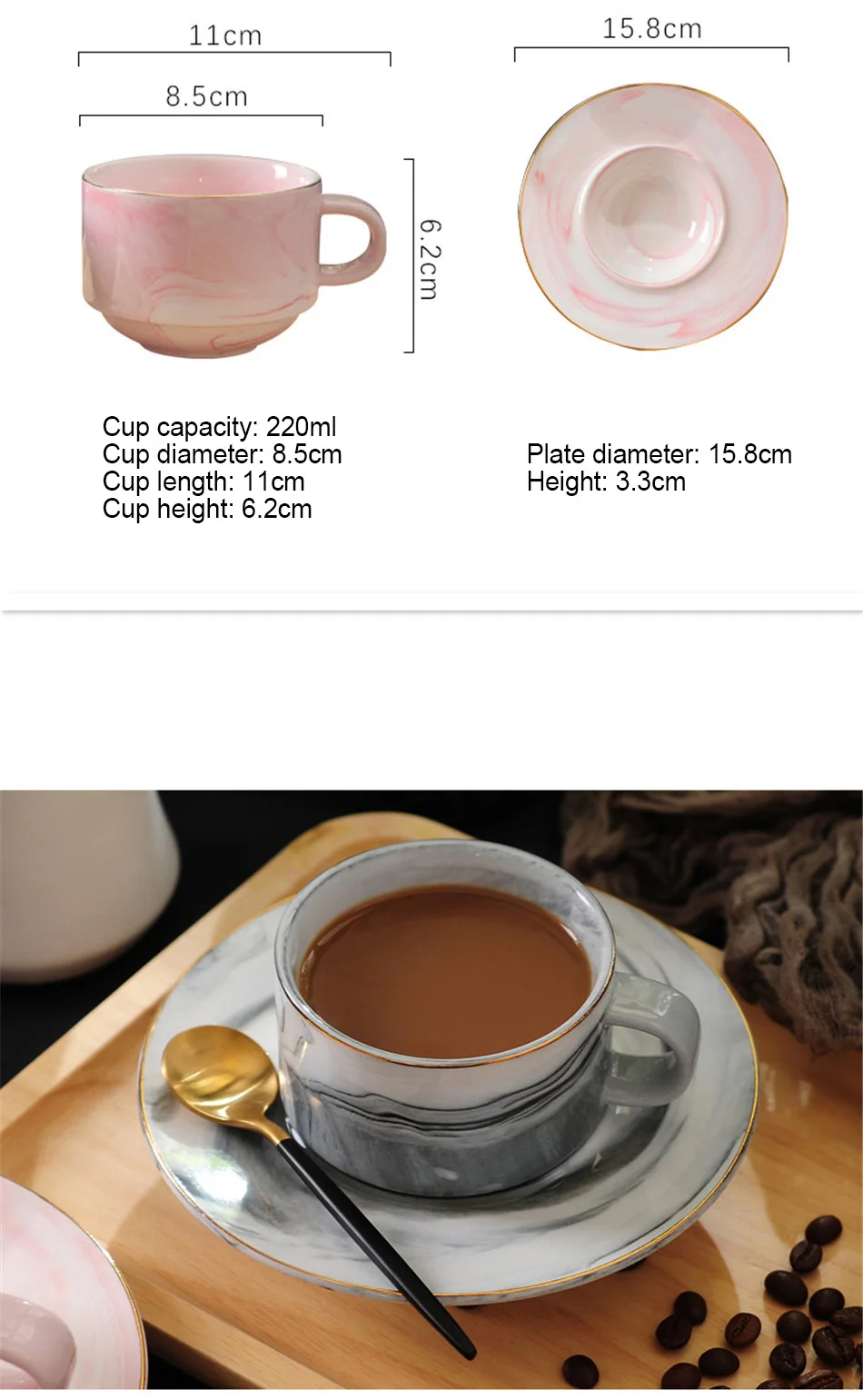 Marbled Ceramic Mug Creative Gold Plating  Milk Coffee Tea Breakfast Porcelain Golden Cup MRS MR Couple Gift Wedding Decor 220ml (6)