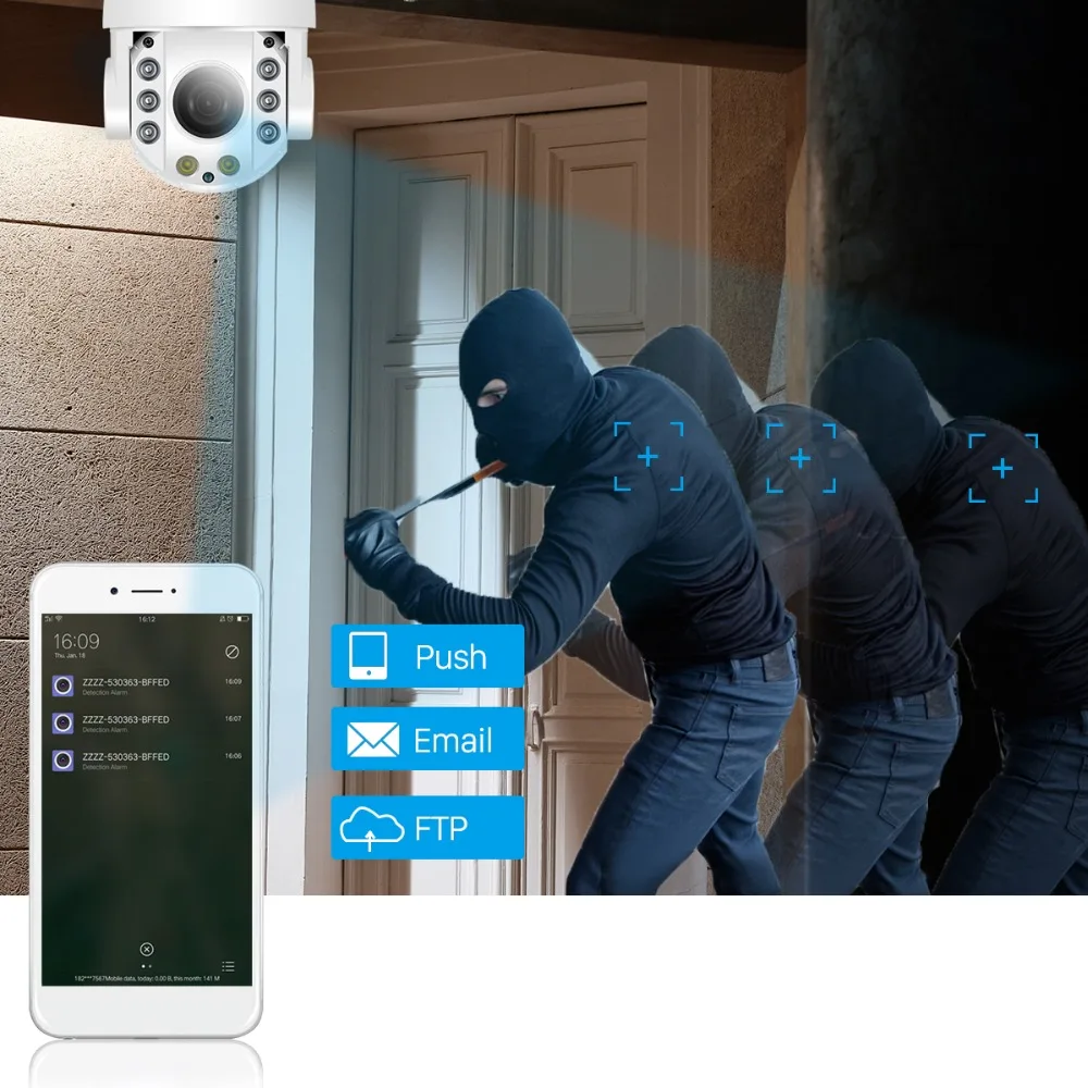 BESDER 30X Zoom PTZ WiFi IP камера 1080P наружная скоростная купольная Full Color ночное видение