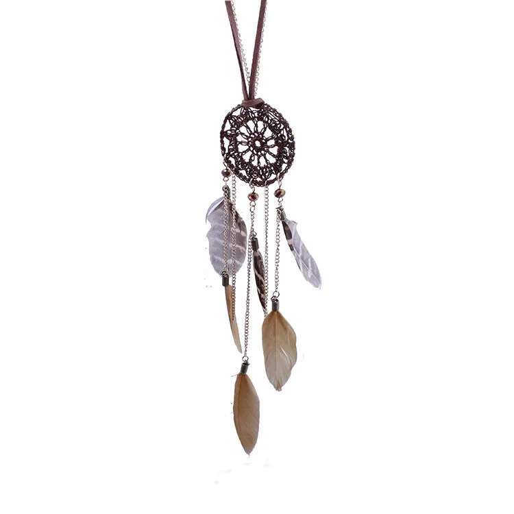 

Dreamcatcher feather feathers hand-woven necklace long sweater chain