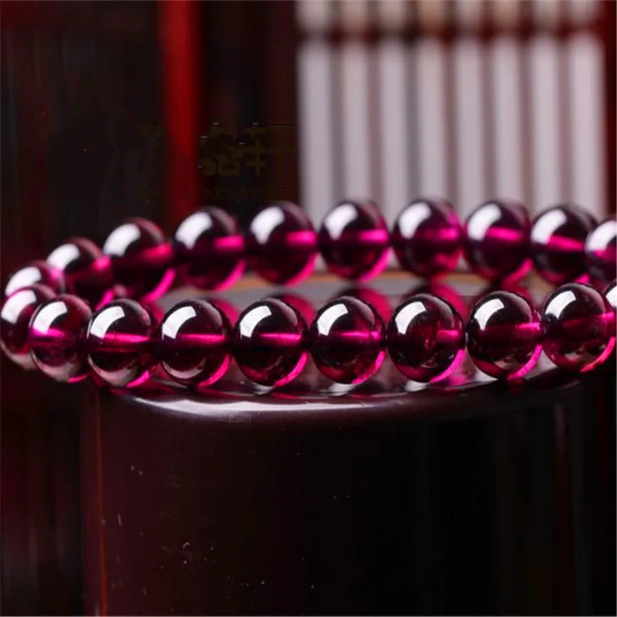 Natural Purple Garnet Bracelets 8mm Women Men Rare Stretch Clear Crystal Round Bead Bracelet Drop Shipping AAAAAAA