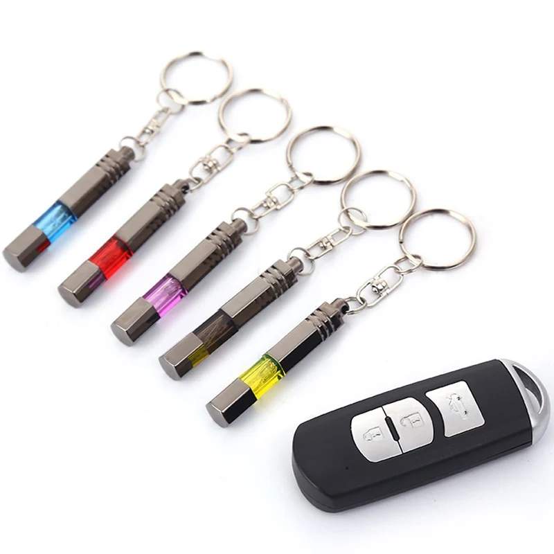 

Newest 5 Color Titanium Black Finish Car Auto Anti Static Touch Pen Hex Stem Keychain 100% Brass Stem Key Ring