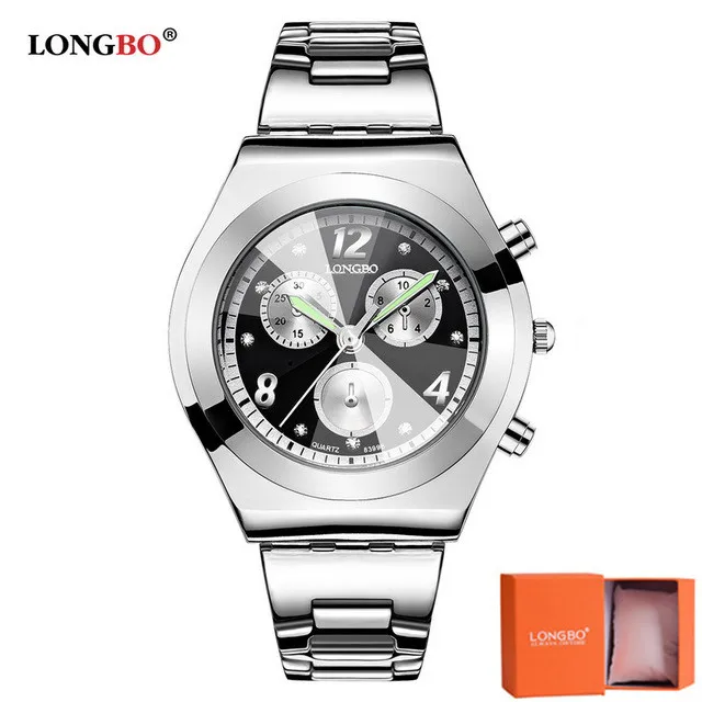 black with box Мода LONGBO Роскошные брендовые Водонепроницаемый Повседневное кварцевые часы Для женщин наручные Водонепроницаемый Нержавеющая сталь Часы Montre Femme - Цвет: black with box