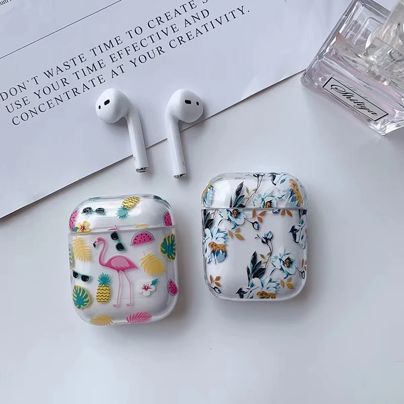 

Flamingo Strawberry Gardenia hard cover for Apple Airpods case protective cover Bluetooth Wireless Earphone Case Charging Box