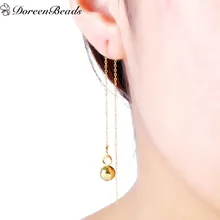 DoreenBeads 304 нержавеющая сталь Женская мода ухо устройство вдевания нитки серьги Золотой Цвет Бабочка 14 см длиной, 1 пара