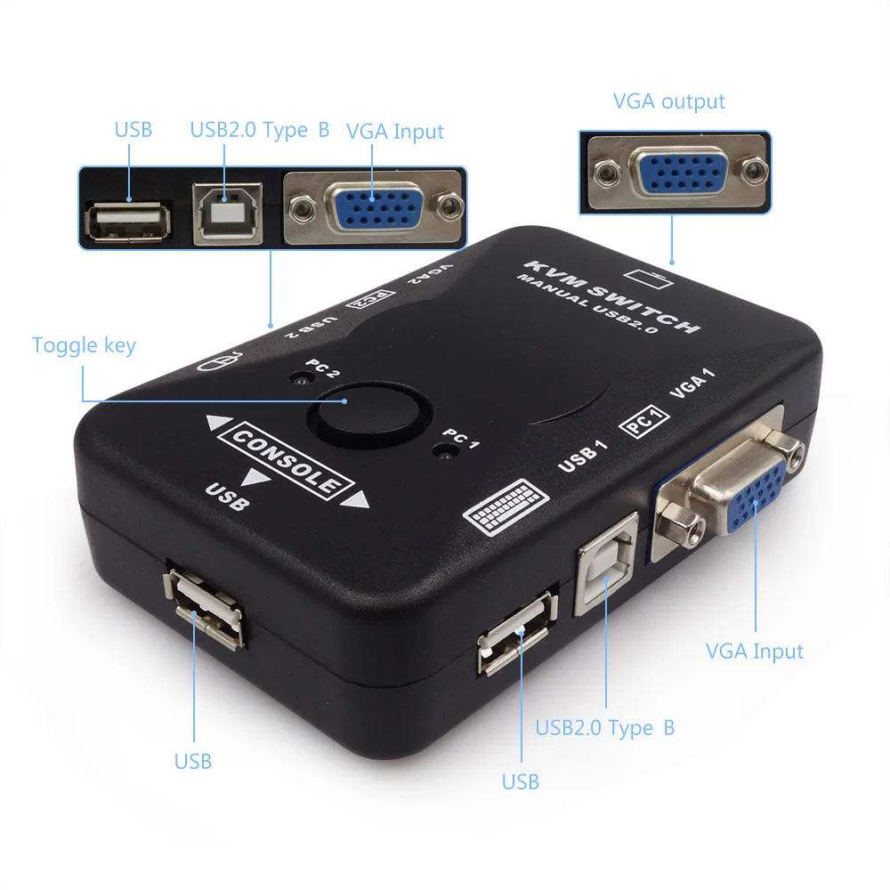 Купить универсальный 2 порты и разъёмы VGA и с USB квм-переключатель ...
