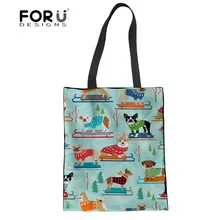 FORUDESIGNS многоразовый мешок Для женщин сумка собак зимой кататься на санках собак с большой Повседневное сумки холст девушки Recycl