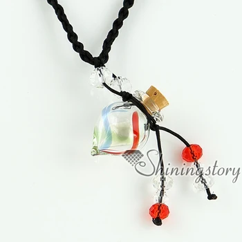 

empty small glass vial necklace pendants vintage perfume bottle pendant necklace wholesale supplier Italian murano glass swirled