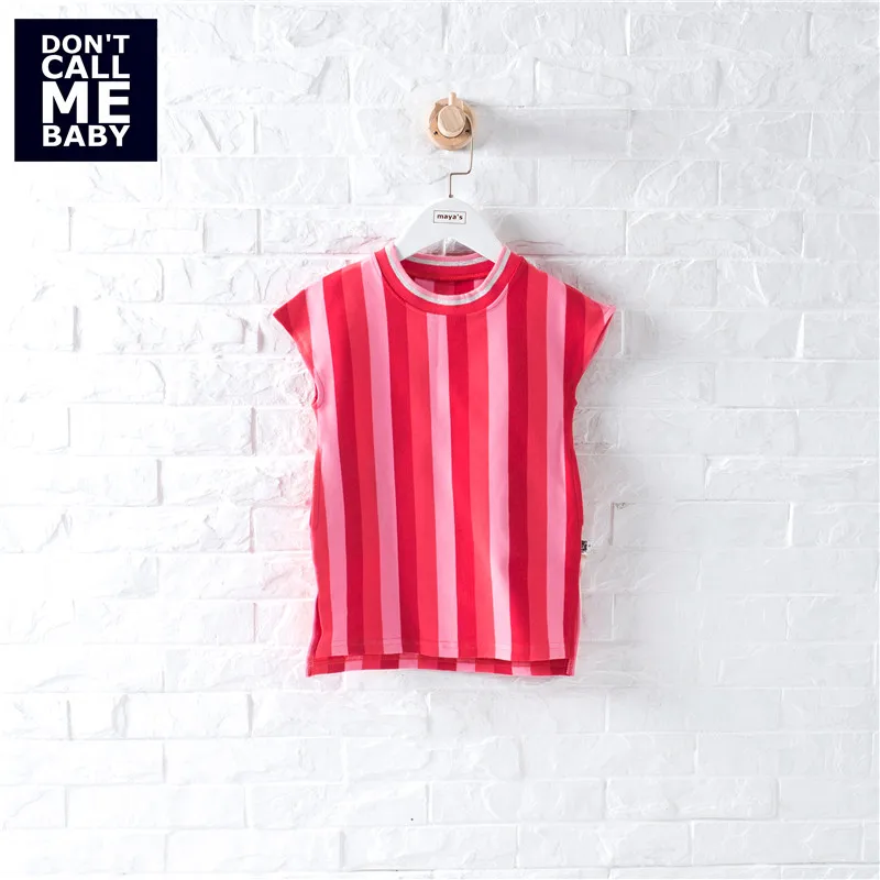 

DON`T CALL ME BABY Girls Summer Red Striped Dress Children Fashion New Basic Cotton Dresses Kid Soft Breathable Mini Dress 98202