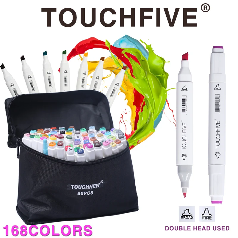 

TOUCHFIVE 168 Colors Drawing Marker Pen Animation Sketch Co ic Markers Set For Artist Manga Graphic Alcohol Based Markers Brush