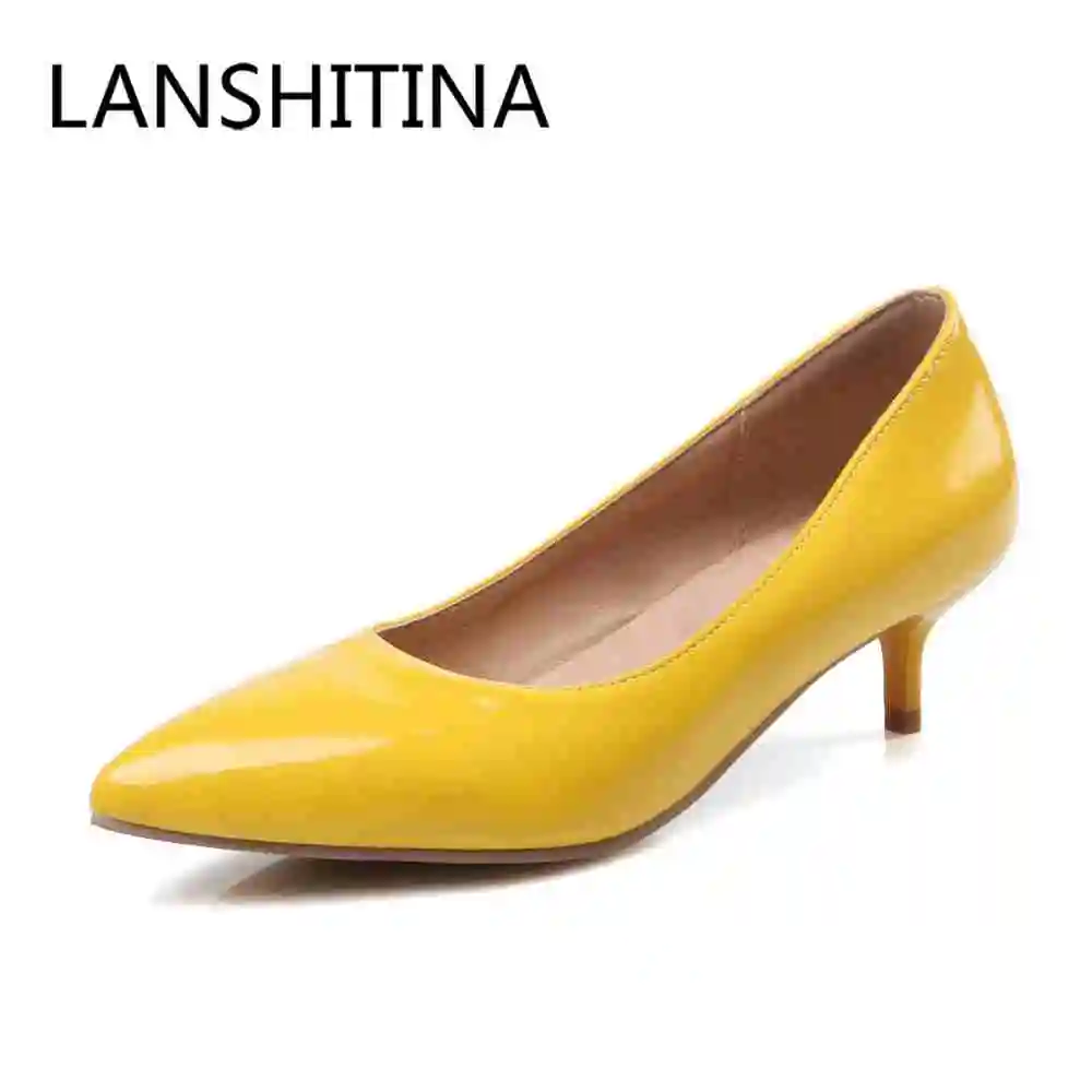 

Big size 34-45 women shoes pointed toe Mature Concise pumps Spring/Autumn thin heels Patent Leather Office Lady work pumps