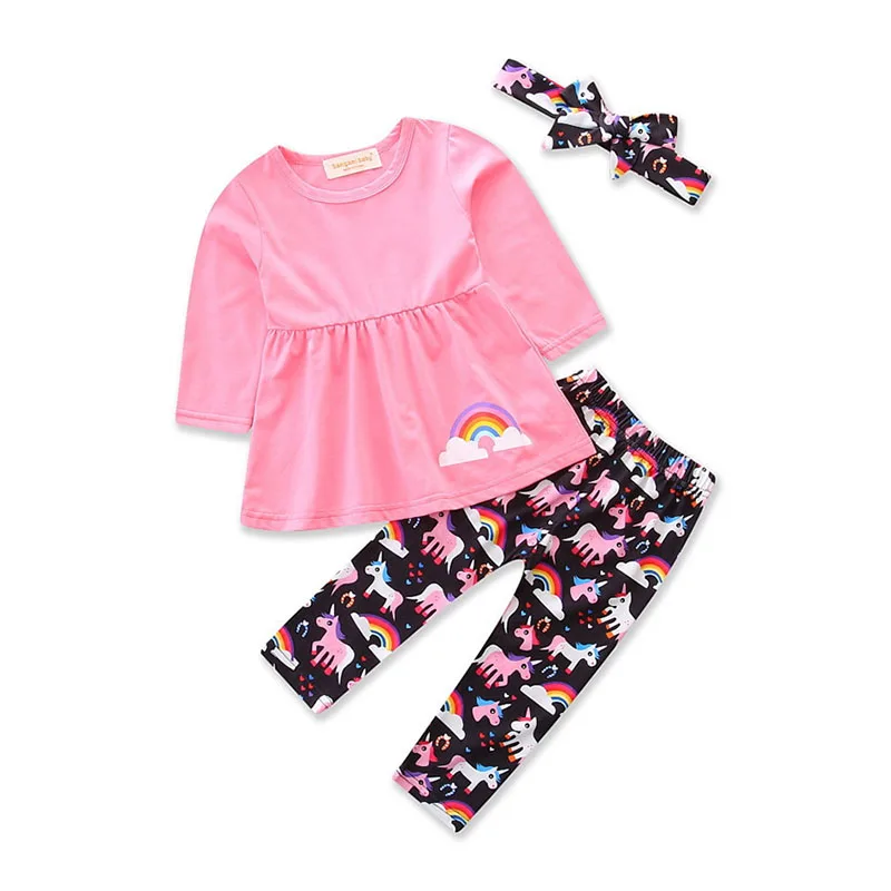 

Baby Girls Clothing Sets Children Costumes Kids Tracksuit for Girls Clothes Outfit Set Girl Unicorn Dress+Pants+Headband