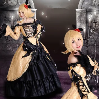 

New Vocaloid Kagamine Rin Cosplay Costume Gorgeous Gown Fancy Dress Halloween Adult Costumes for Women/Girl S-XL
