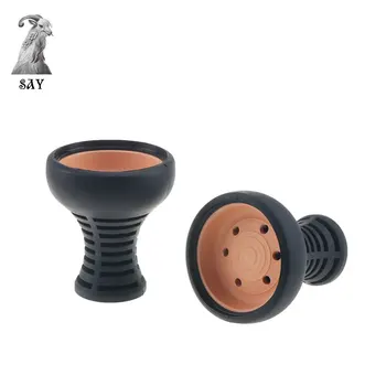 

SY 1PC Black Hooakh Bowl Ceramic Head and Silicone Wrapped Six Holes Shisha Charcoal Narguile Accessories