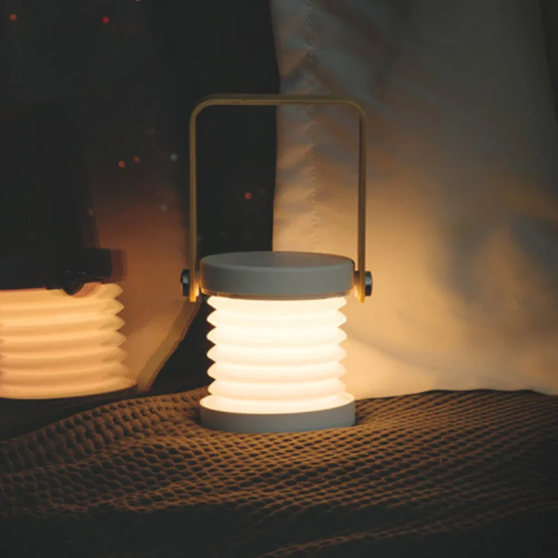

Creative wooden handle portable lantern lamp telescopic folding led table lamp charging night light reading lamp