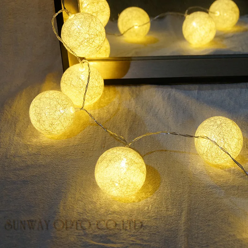

4.5M 20PCS Hard Cotton Ball Lights String for Garland home decoration wedding patio indoor lights string bedroom fairy lights