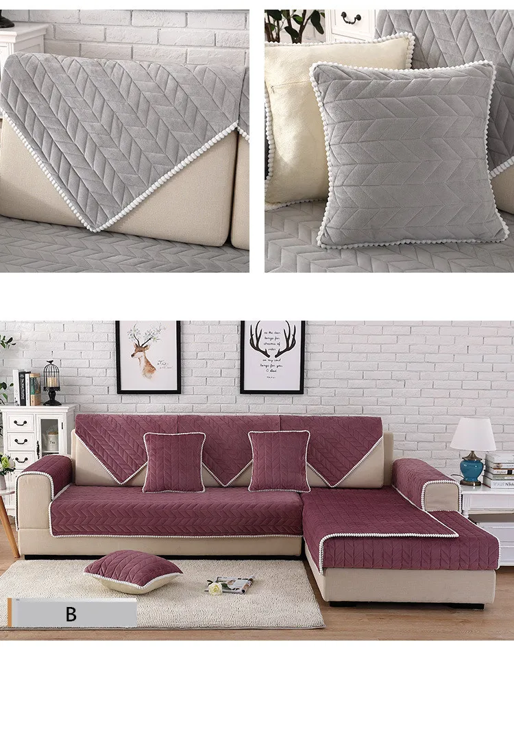Современный плюшевый чехол для дивана и диванных подушек, толстый удобный нескользящий l-образный диван, полотенце, подушка для декора гостиной