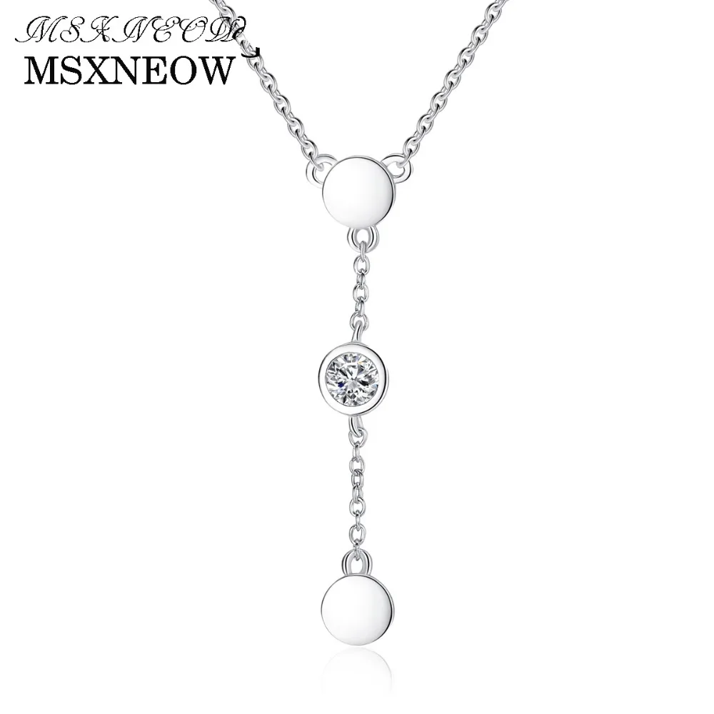 

MSXNEOW Necklace 925 Sterling Silver Link Chain Necklace Choker Collar Tiny Cubic Zircon Necklace Pendants Women Jewelry SN0062