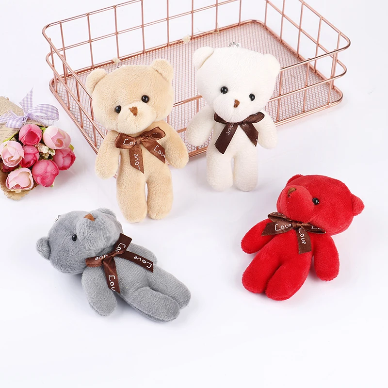 10cm dibujo de osito de felpa juguete de peluche ramo de flores conjunto de Mini oso de peluche de la boda de Diy decoración para el hogar los niños muñeca de juguete de regalo