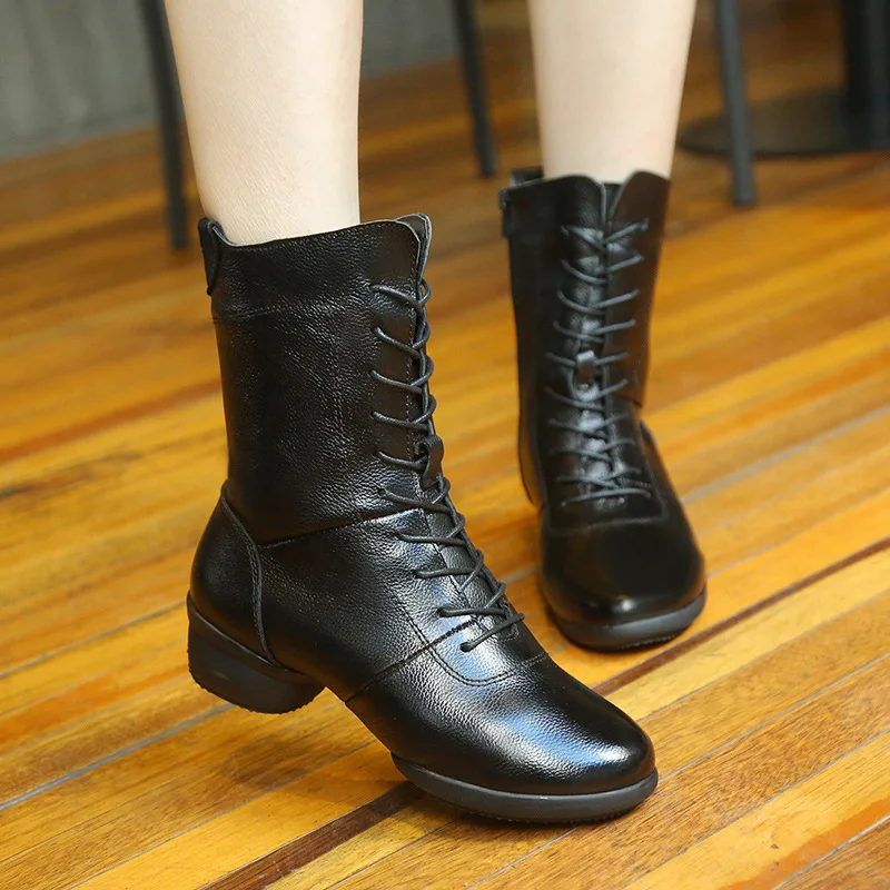 Sports Shoes Boot Leather Dance Shoes Square Dance Boots Women sneakers Support Soft Bottom Jazz Sailor Dancing Shoes Woman