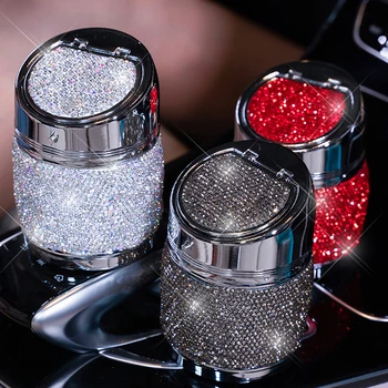 

Handmade Diamond Car Ashtray Portable Smokeless Can Vehicle Cigarette Holder Smoke Universal Cylinder Holder Car Accessories