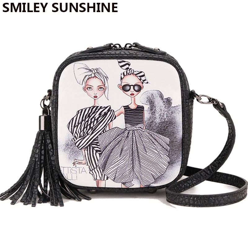 SMILEY SUNSHINE brand fashion shoulder bags women small messenger bags ladies black handbag with tassel female crossbody bag new SMILEY SUNSHINE brand fashion shoulder bags women small messenger bags ladies black handbag with tassel female crossbody bag new