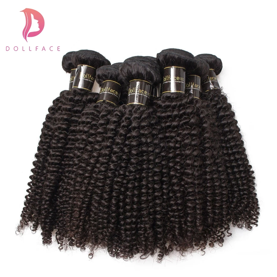 Dollface 10Pcs Human Hair Bundles Brazilian Hair Weave Bundles Kinky Curly Remy Hair Extension Free Shipping