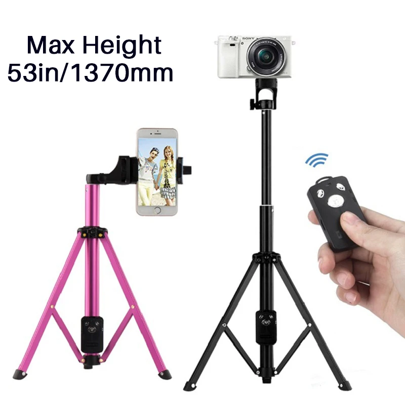 137cm 53in 3 in 1 Handheld Tripod Selfie Stick Aluminium Monopod with Bluetooth Remote Shutter Travel