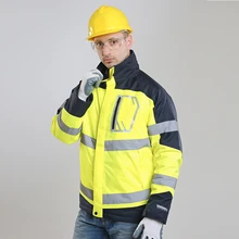 Мужская Двухцветная куртка с высокой видимостью зимний защитный жилет Водонепроницаемая Светоотражающая Спецодежда