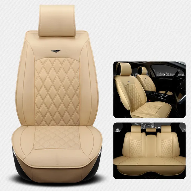 GSPSCN Genuine Leather Car Seat Cushion Square Style Auto Seat Cover