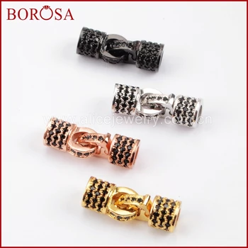 

BOROSA New Arrival CZ Micro Pave Black Zircon Round Crystal Connector Link for Bracelet & Necklace,for Jewelry Making WX662