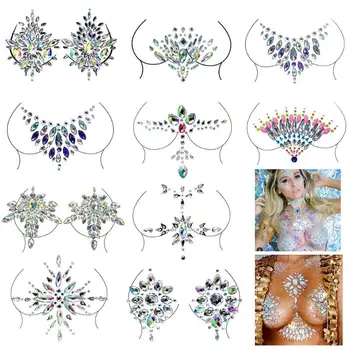 

13 Styles Sexy Rhinestone Acrylic Self-Adhesive Chest Face Jewels Body Art Gems Masquerade Eyes Jewelry Beauty Makeup Stickers