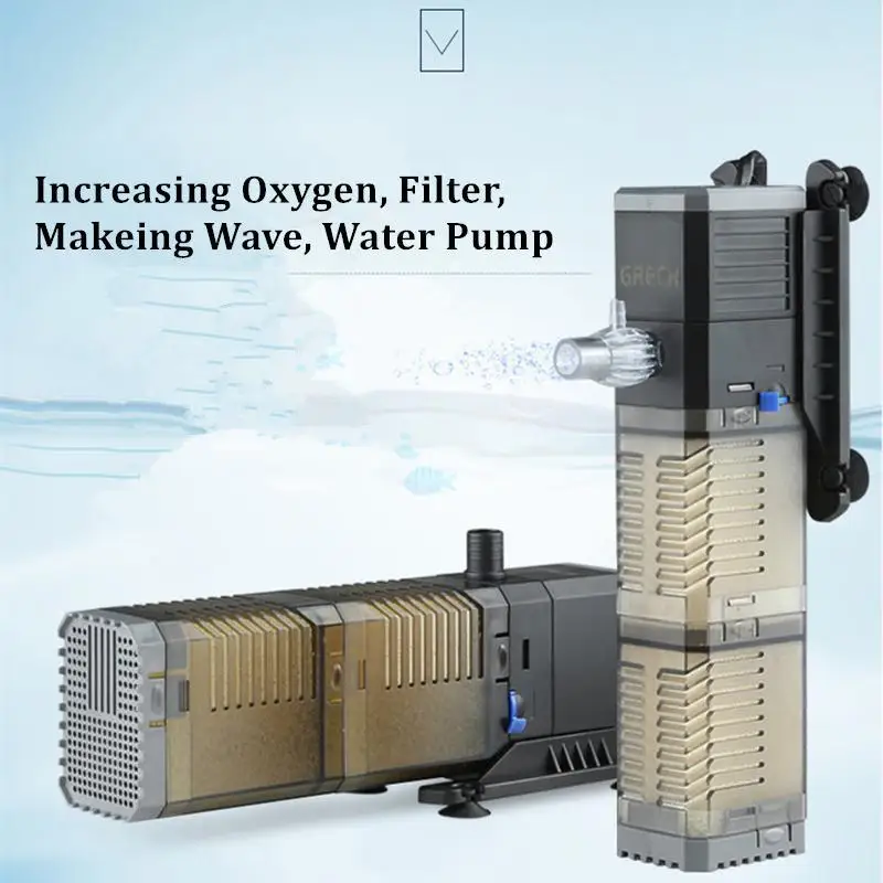 Powerful Aquarium Filter Aerator Submersible Pump Triple Multifunction