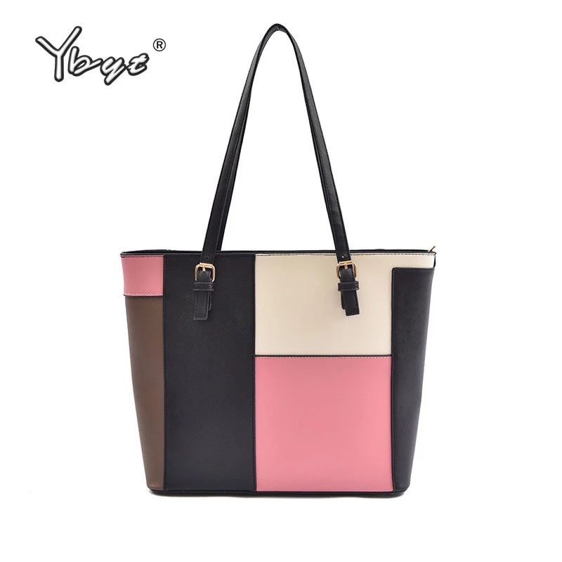Kopen YBYT merk 2018 nieuwe patchwork bakken grote vrouwen winkelen handtassen hotsale joker aktetas pakket dames schouder messenger bags