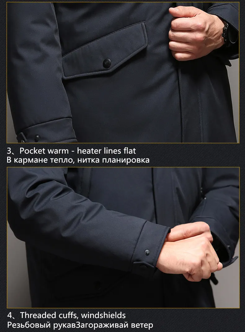 VSD Fashion Winter Jackets Men's Warm Down Coat Parka Thickening Rabbit hair Liner Detachable Turtleneck Windproof Concise VS887 (13)