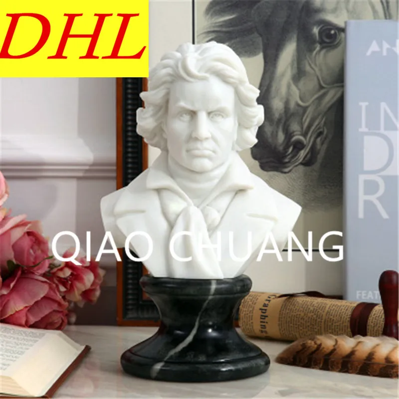 

Imitation White Marble Composer Ludwig Van Beethoven BUST Statue Creative Colophony Crafts Living Room Decoration G1008