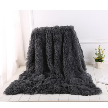 

Black Gray Super Soft Long Shaggy Warm Plush Fannel Blanket Throw Cuddly Couch Blanket for Winter