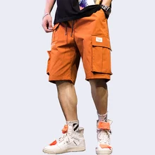 Мужские шорты Карго, удобные, на шнурке, с эластичной резинкой на талии, повседневные, мужские шорты до колен, с несколькими карманами, спортивные шорты для мужчин,, A920