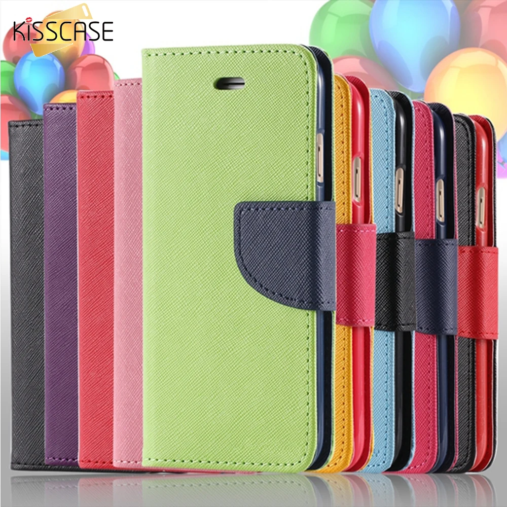

KISSCASE Hit Color Magnetic Flip Leather Case For Samsung Galaxy S8 S7 S6 Edge Plus S5 S4 Card Slot Wallet Holster Cover Shells