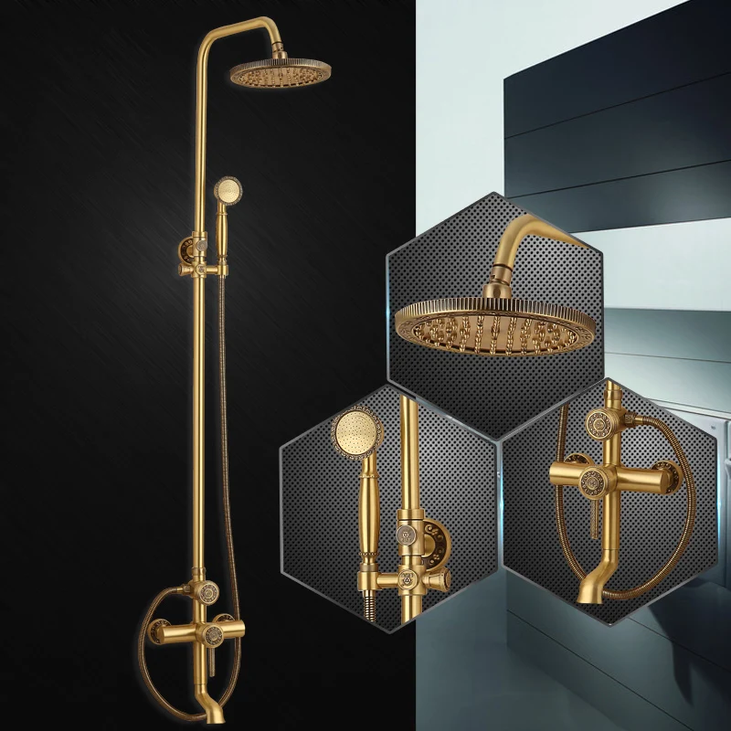 European Bathroom Tub Spout Shower Mixer Antique Brass Wall Mount Bath