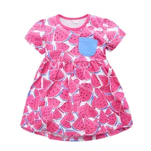 Новые летние платья принцессы, платье для девочек с милым рисунком, одежда для девочек, милое стильное мини-платье, модный стиль для 1-6 лет