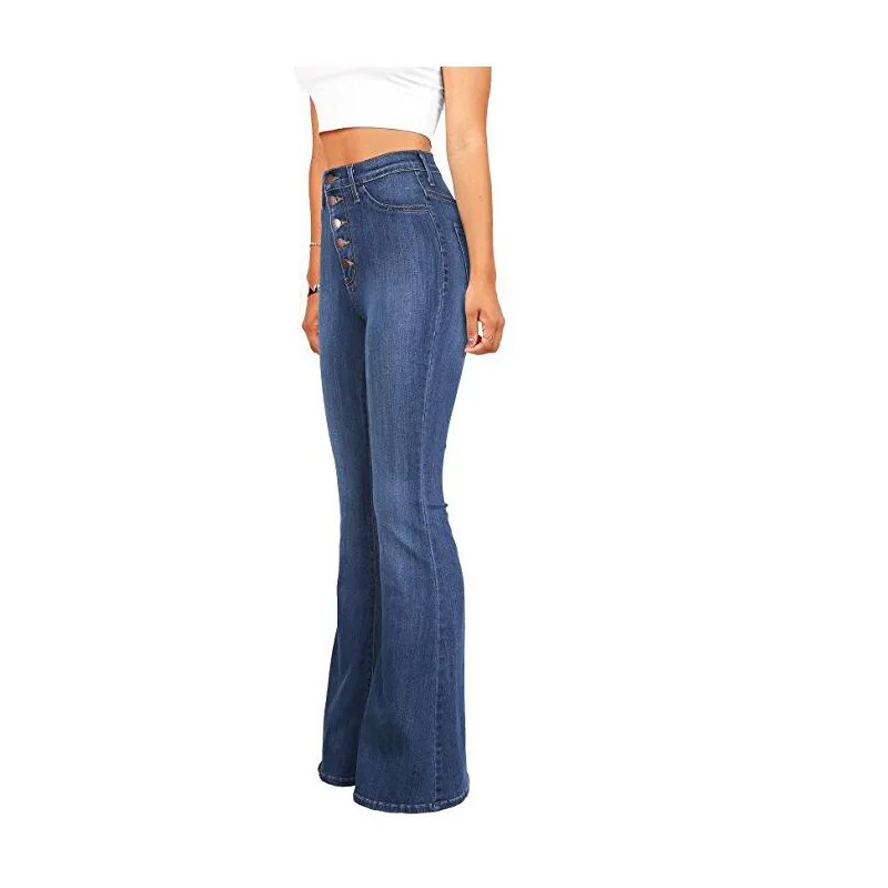 Весна и осень новые джинсы на пуговицах женские брюки с высокой талией тонкие микро-роговые Джинсы женские большие размеры оптом