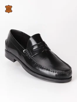 

Man's black fashion simple leather shoes slip-ons cosy suit shoes