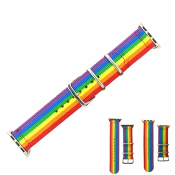 

Pride rainbow nylon Watchband strap for apple Iwatch straps canvas band for iwatch 3/2/1 38 42 40 44 mm belt bracelet watchband