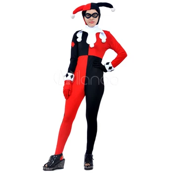 

High Quality Women's Adult Harley Quinn Clown Cosplay Costumes Halloween Zentai Lycra SuperHero Costume Suit Plus Size XXS-6XL